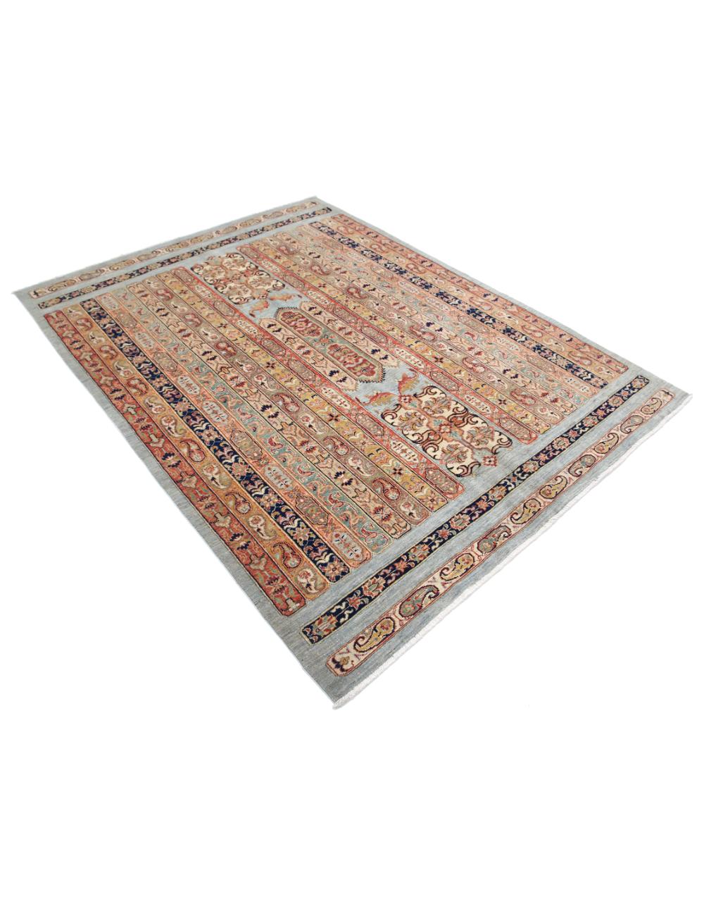 Blue Afghan Shaal Rug 5' 6" x 7' 4" Hand-Knotted | No. AT47127