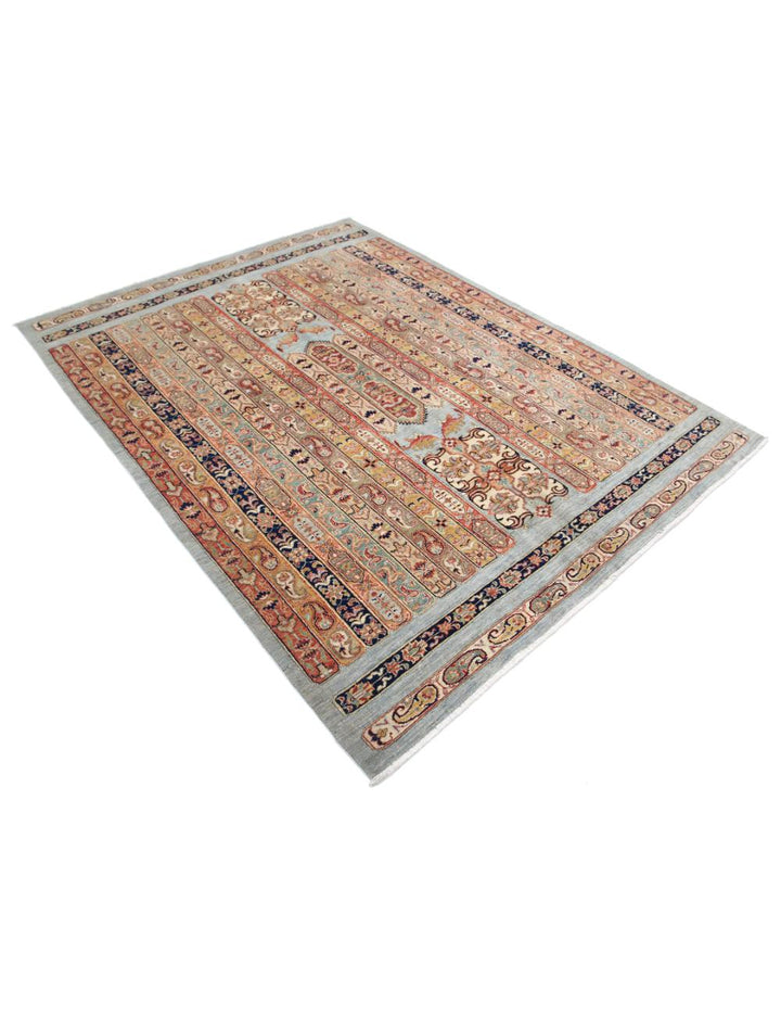 Blue Afghan Shaal Rug 5' 6" x 7' 4" Hand-Knotted | No. AT47127