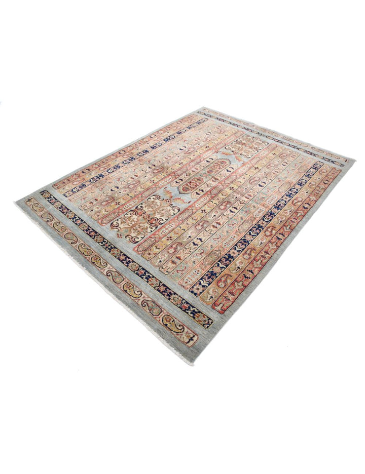 Blue Afghan Shaal Rug 5' 6" x 7' 4" Hand-Knotted | No. AT47127