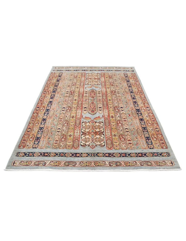 Blue Afghan Shaal Rug 5' 6" x 7' 4" Hand-Knotted | No. AT47127