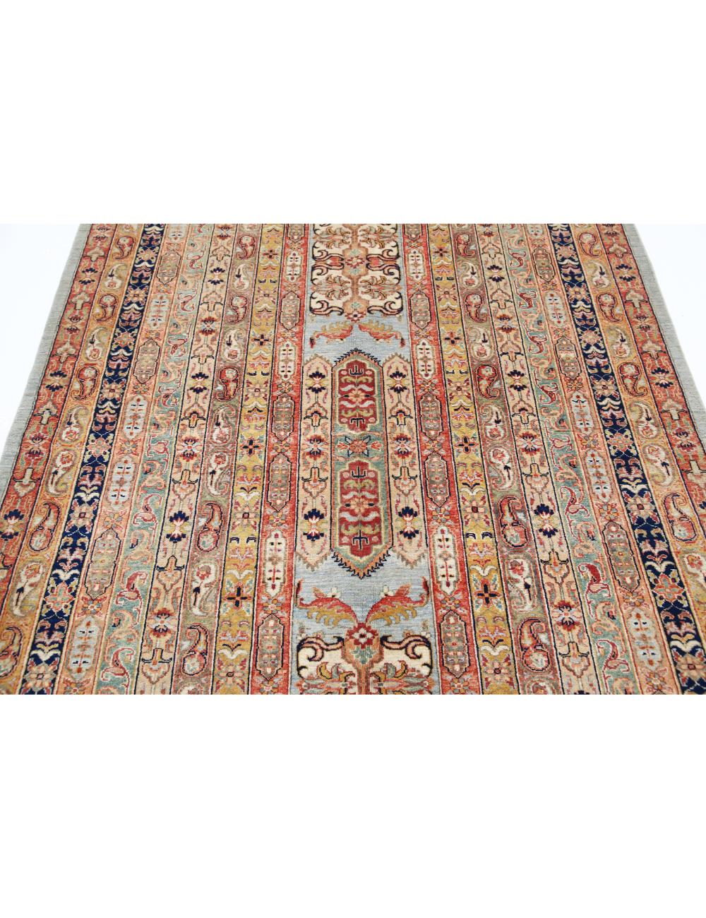 Blue Afghan Shaal Rug 5' 6" x 7' 4" Hand-Knotted | No. AT47127