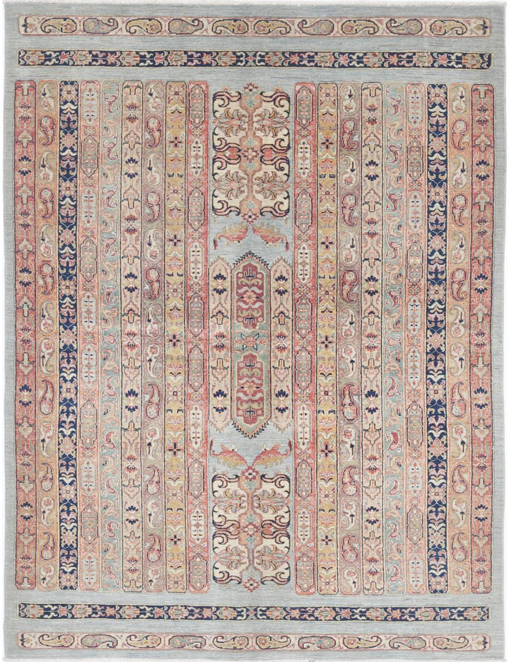 Blue Afghan Shaal Rug 5' 6" x 7' 4" Hand-Knotted | No. AT47127