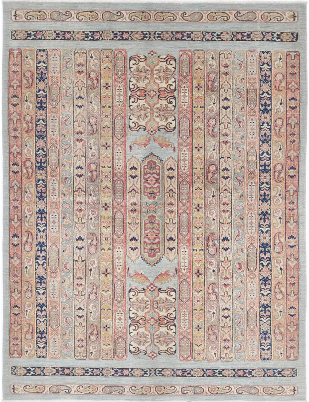 Hand Knotted Shaal Farhan Wool Rug 5' 6" x 7' 4" - No. AT47127