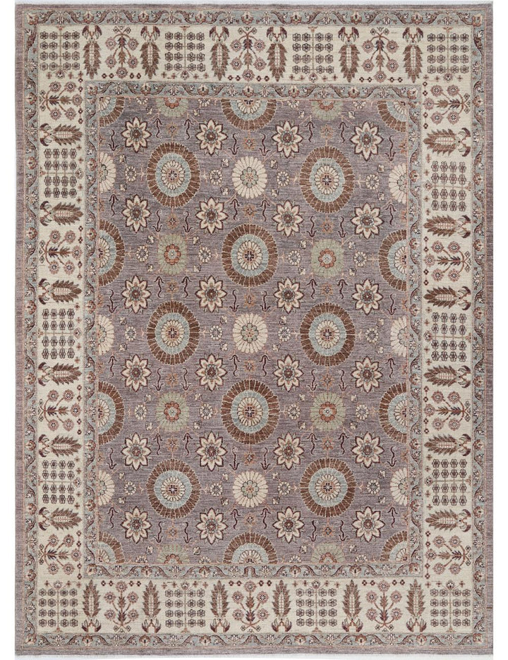 Afghan Ziegler Rug 7' 9" x 10' 9" Hand-Knotted