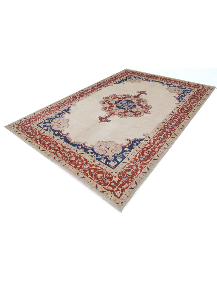 Afghan Ziegler Rug 6' 9" x 9' 3" Hand-Knotted | No. AT50274