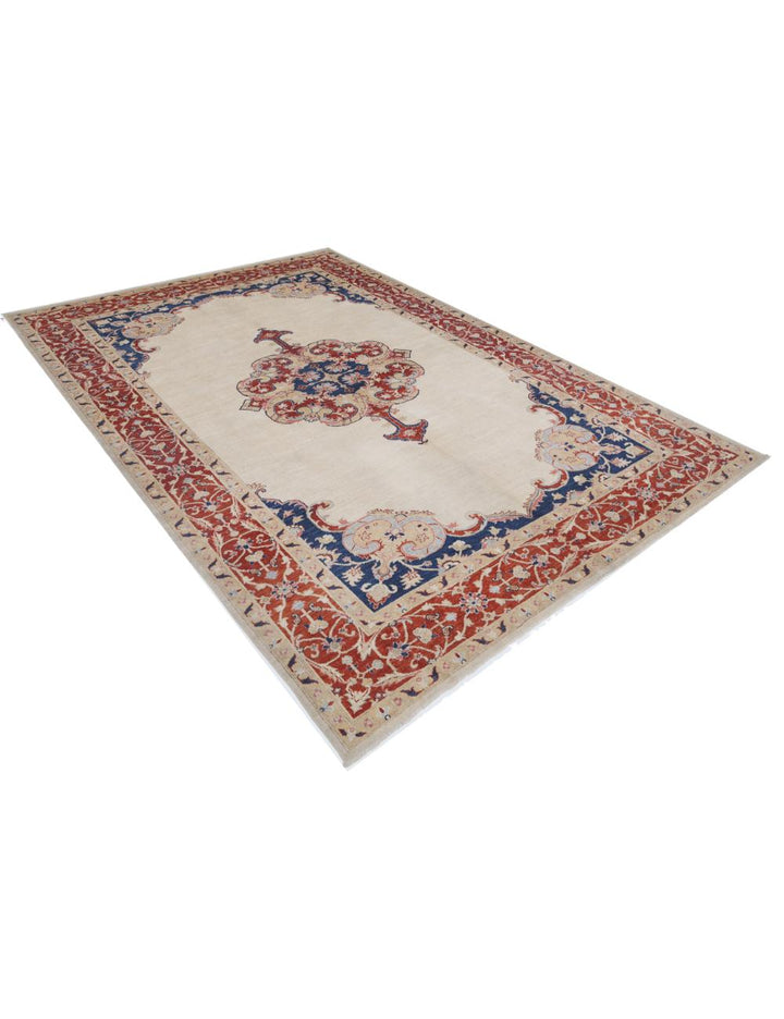 Afghan Ziegler Rug 6' 9" x 9' 3" Hand-Knotted | No. AT50274