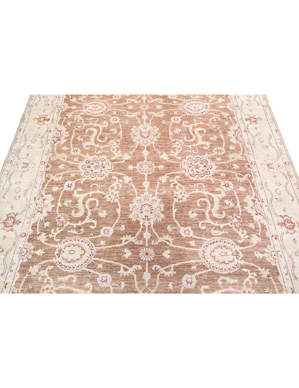 Ivory Afghan Ziegler Rug 6' 0" x 8' 9" Hand-Knotted | No. AT16832
