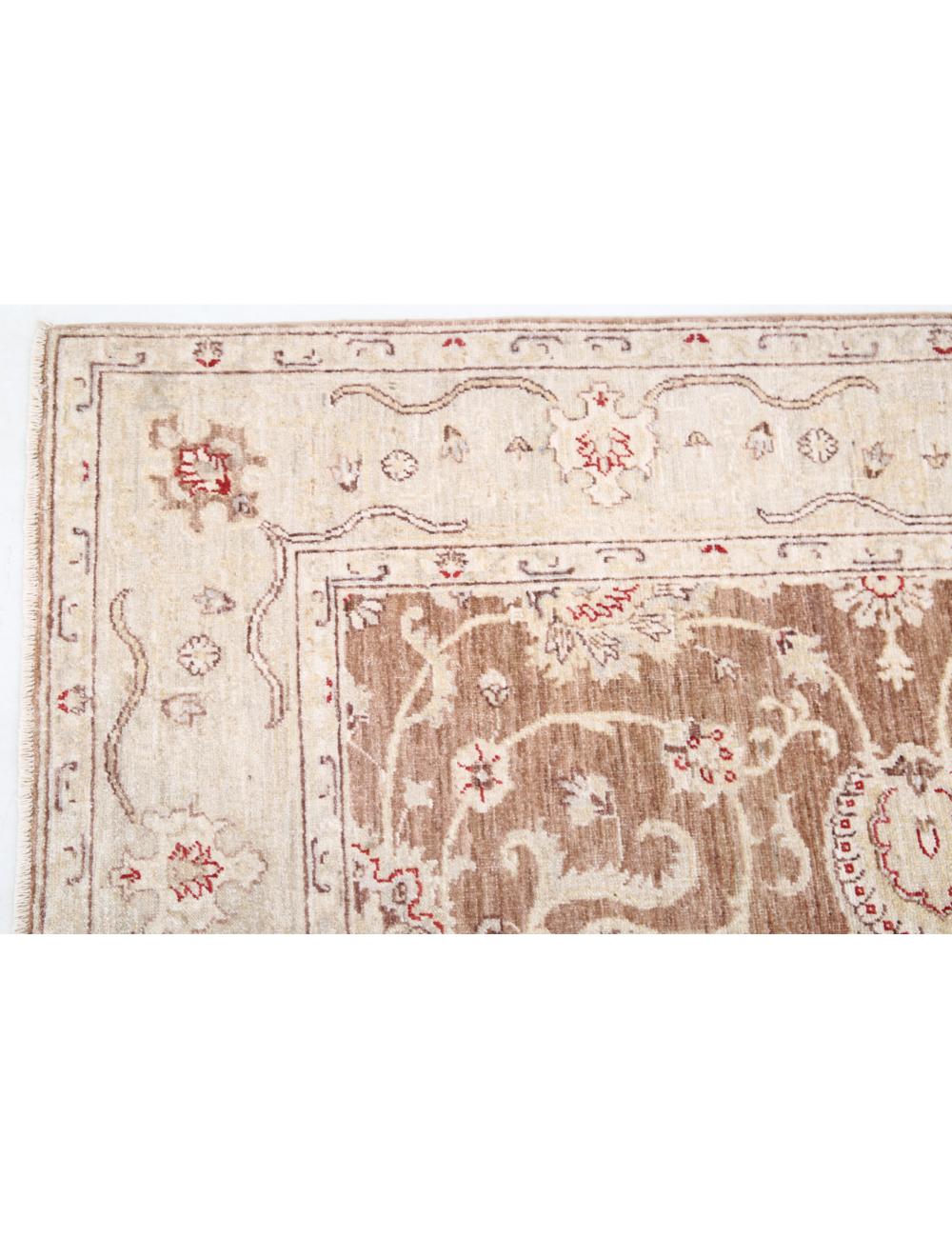 Ivory Afghan Ziegler Rug 6' 0" x 8' 9" Hand-Knotted | No. AT16832