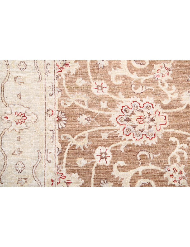 Ivory Afghan Ziegler Rug 6' 0" x 8' 9" Hand-Knotted | No. AT16832