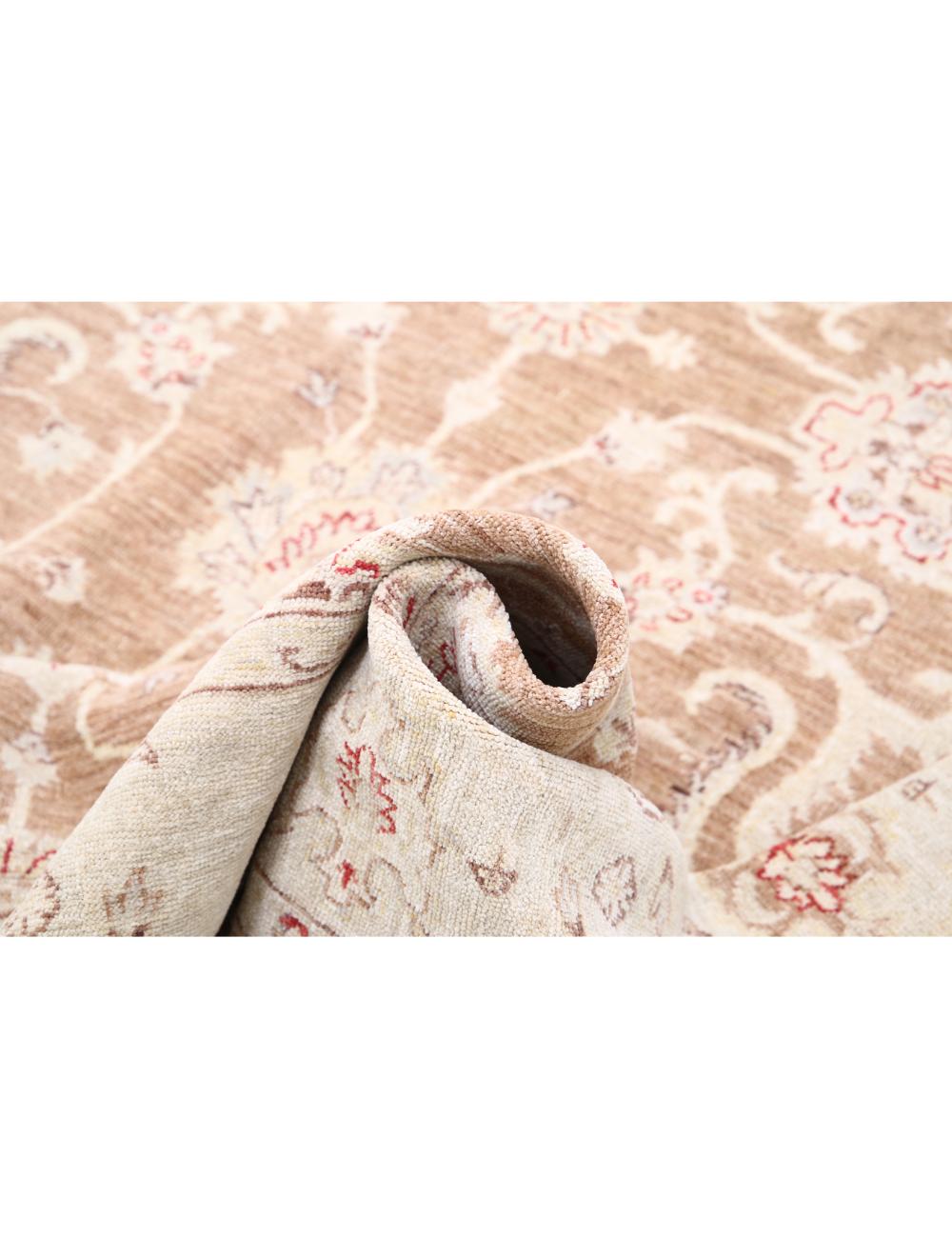 Ivory Afghan Ziegler Rug 6' 0" x 8' 9" Hand-Knotted | No. AT16832