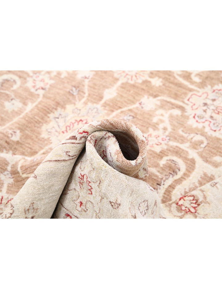 Ivory Afghan Ziegler Rug 6' 0" x 8' 9" Hand-Knotted | No. AT16832