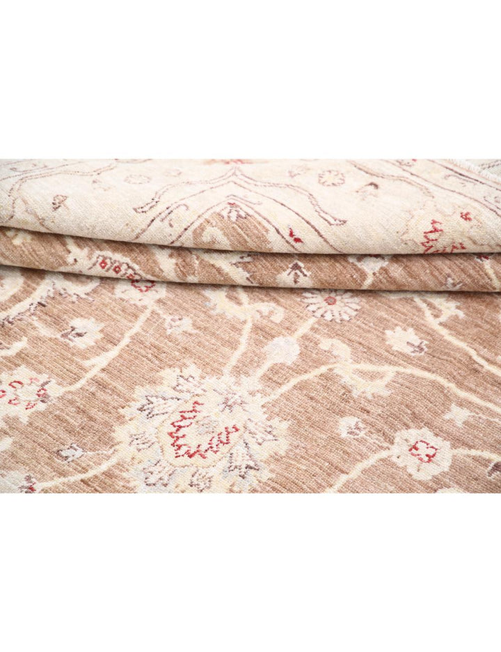 Ivory Afghan Ziegler Rug 6' 0" x 8' 9" Hand-Knotted | No. AT16832