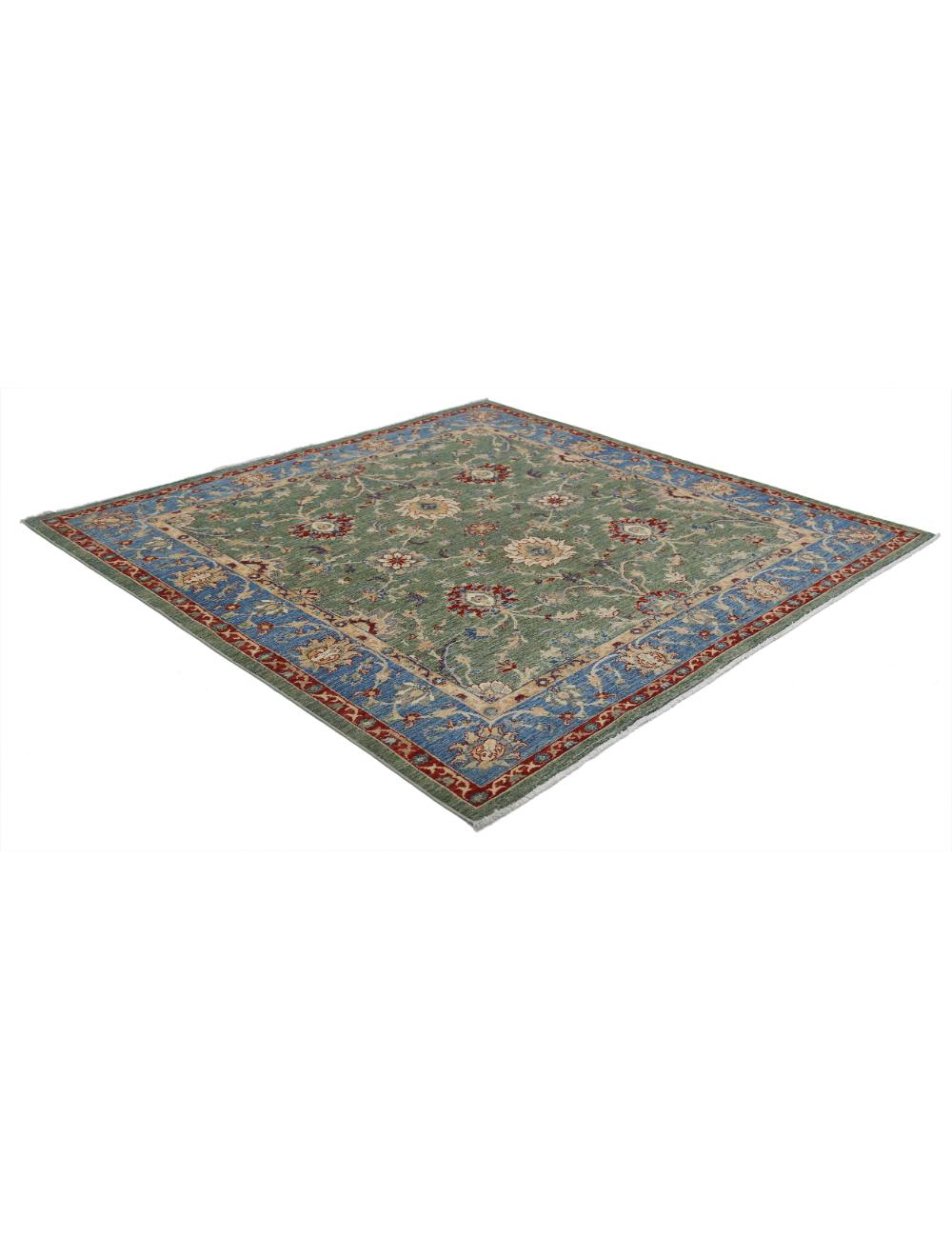Afghan Ziegler Rug 6' 5" x 6' 5" Hand-Knotted | No. AT41547