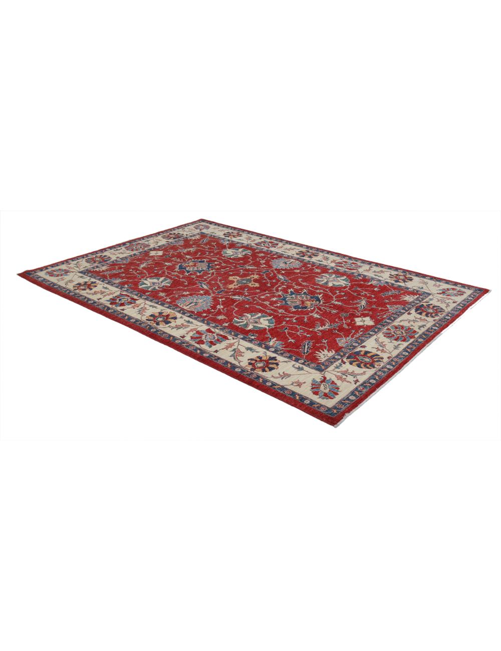 Afghan Ziegler Rug 6' 1" x 8' 11" Hand-Knotted | No. AT81239