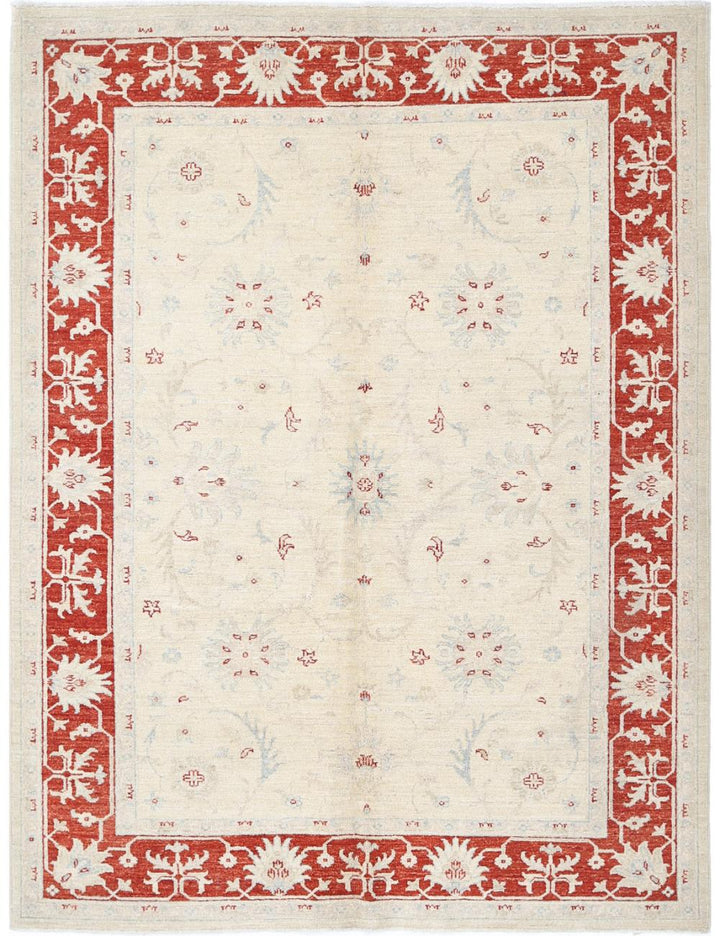 Afghan Ziegler Rug 5' 0" x 6' 6" Hand-Knotted
