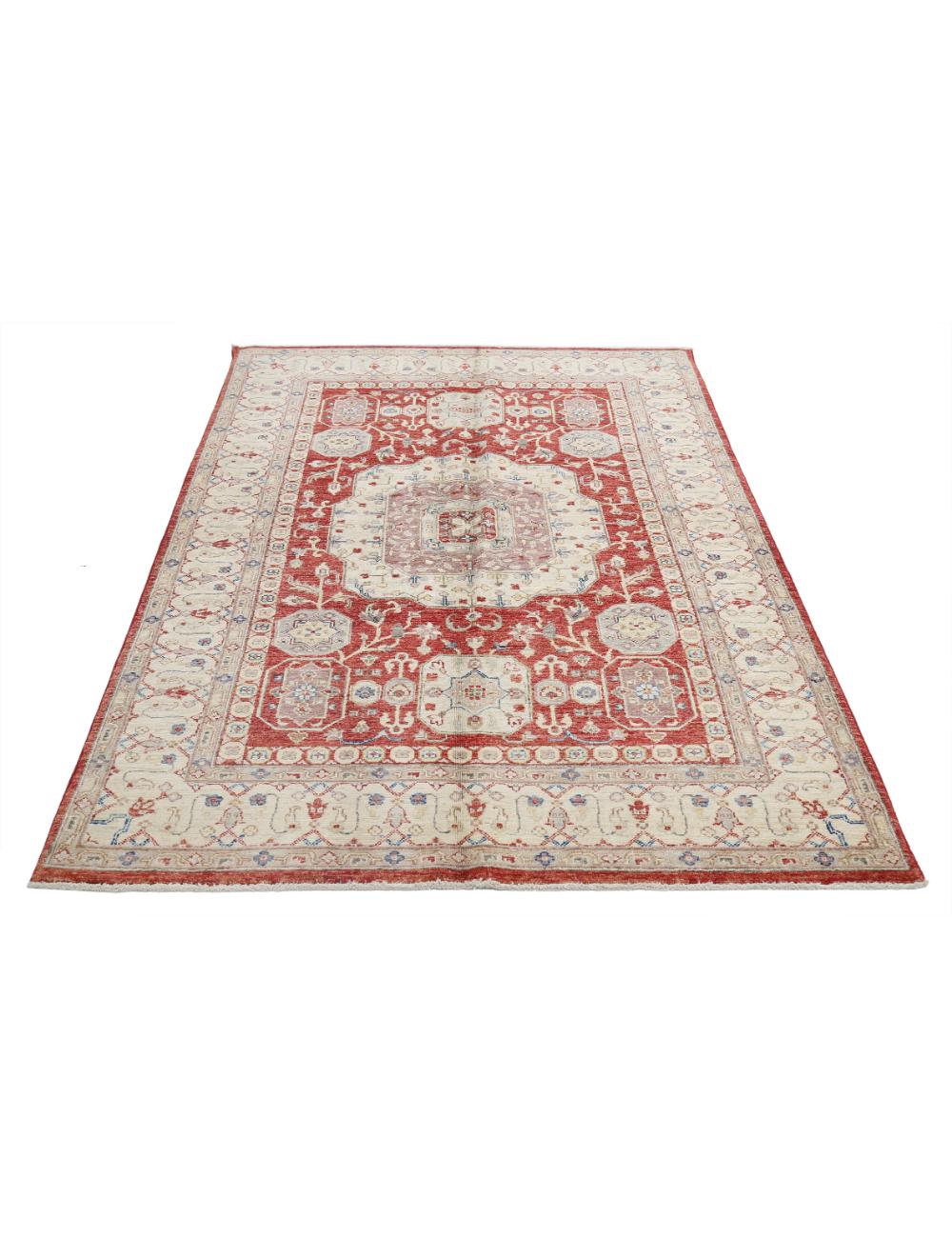 Afghan Ziegler Rug 4' 7" x 6' 9" Hand-Knotted | No. AT97125