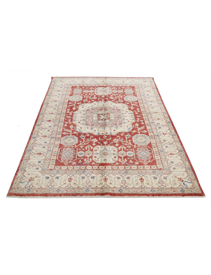 Afghan Ziegler Rug 4' 7" x 6' 9" Hand-Knotted | No. AT97125