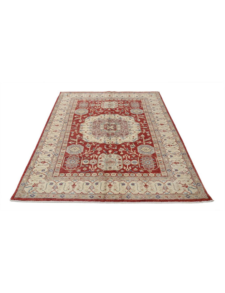 Afghan Ziegler Rug 4' 7" x 6' 9" Hand-Knotted | No. AT97125