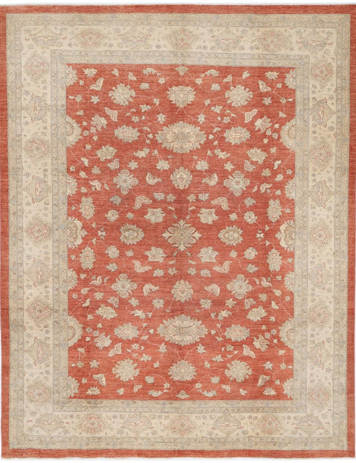 Afghan Ziegler Rug 9' 1" x 11' 6" Hand-Knotted