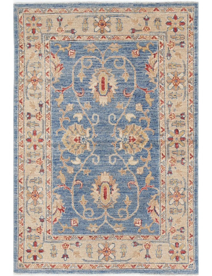 Afghan Ziegler Rug 2' 9" x 4' 1" Hand-Knotted