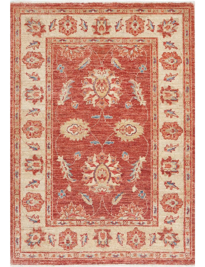 Afghan Ziegler Rug 2' 9" x 3' 10" Hand-Knotted