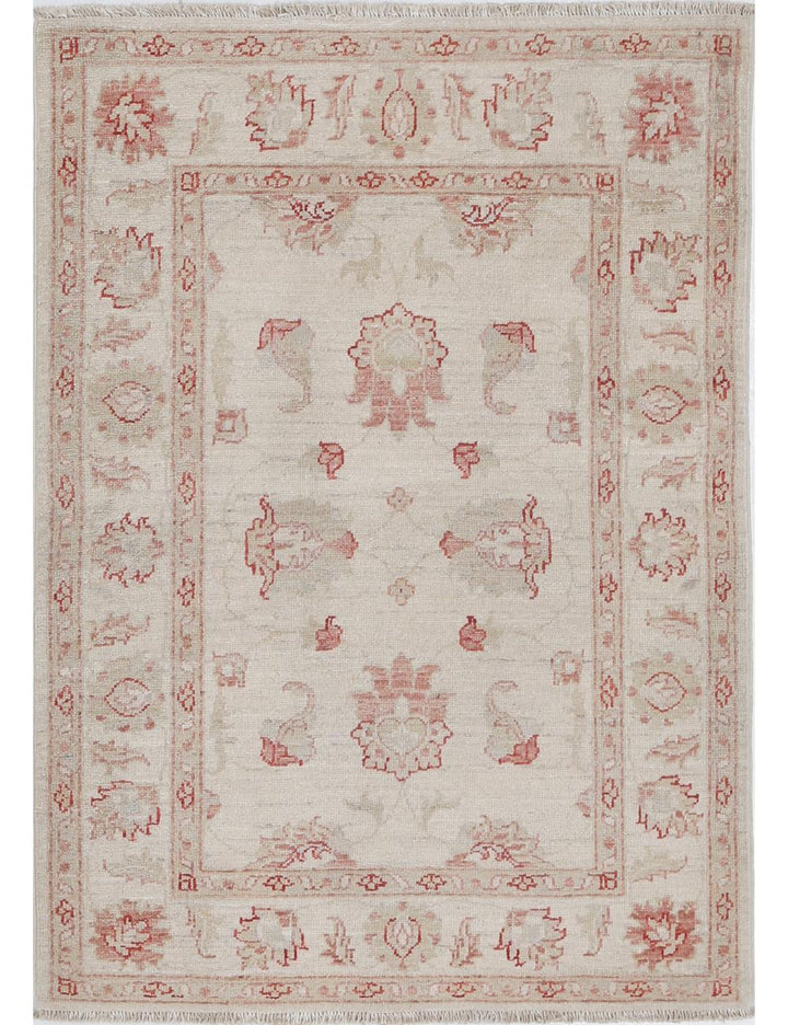 Afghan Ziegler Rug 2' 9" x 3' 9" Hand-Knotted