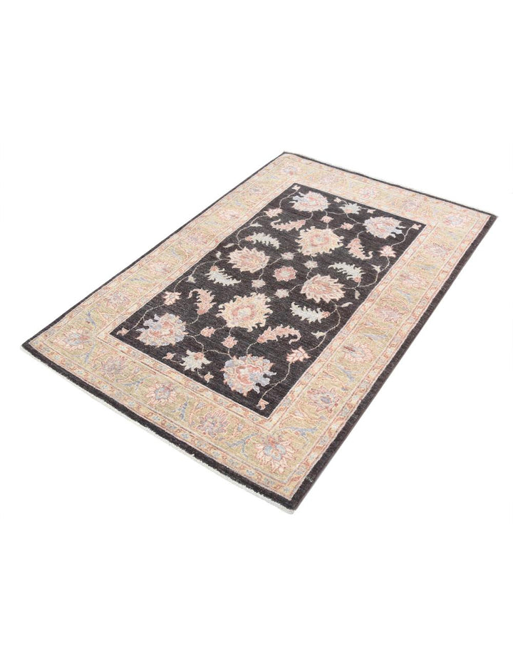 Afghan Ziegler Rug 3' 4" x 4' 11" Hand-Knotted | No. AT27996