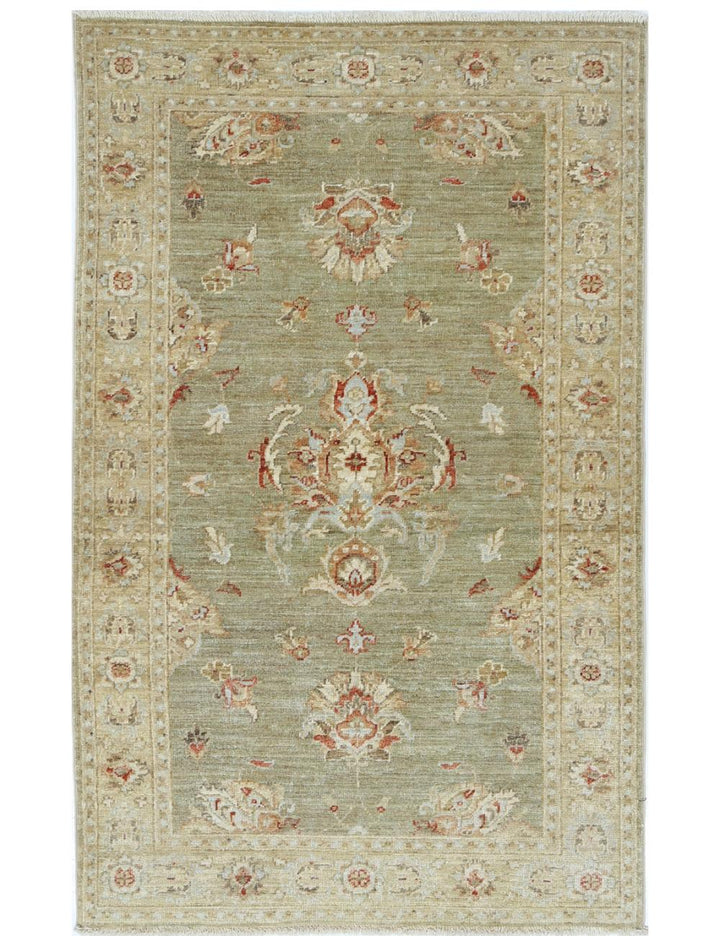 Afghan Ziegler Rug 2' 11" x 4' 9" Hand-Knotted