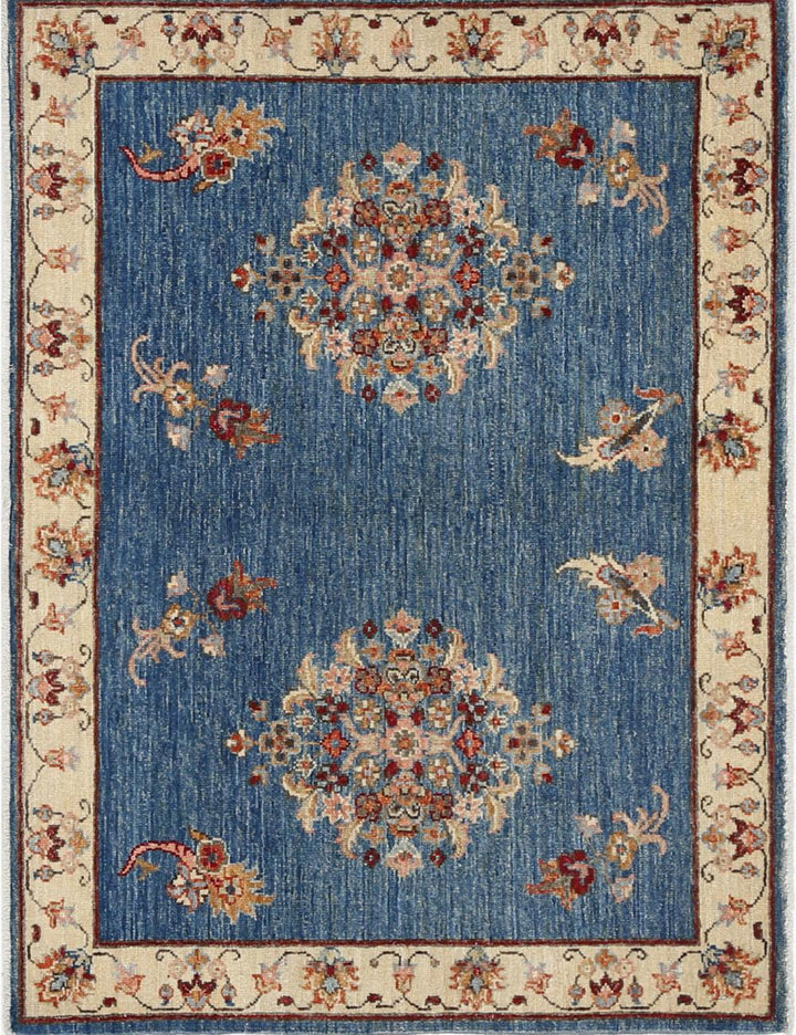 Afghan Ziegler Rug 3' 0" x 4' 0" Hand-Knotted