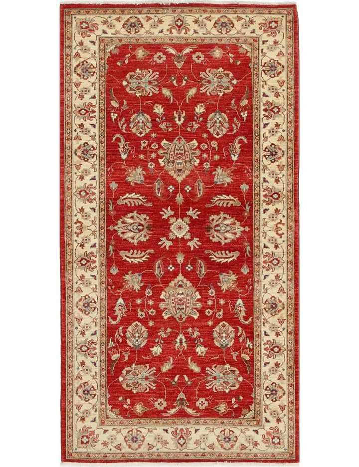 Afghan Ziegler Rug 3' 5" x 6' 6" Hand-Knotted