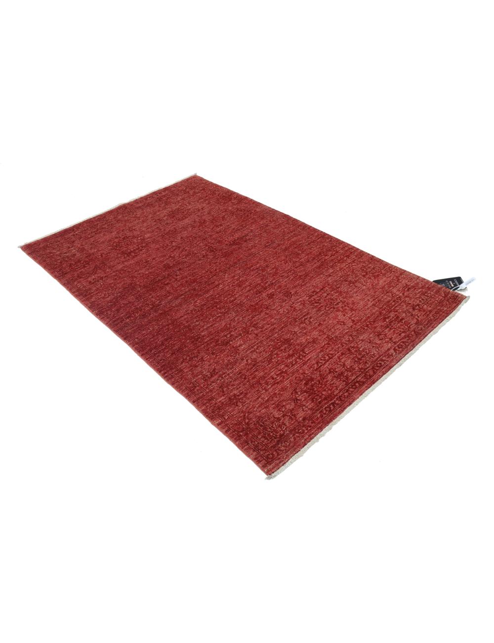Red Afghan Ziegler Rug 3' 10" x 5' 10" Hand-Knotted | No. AT21858