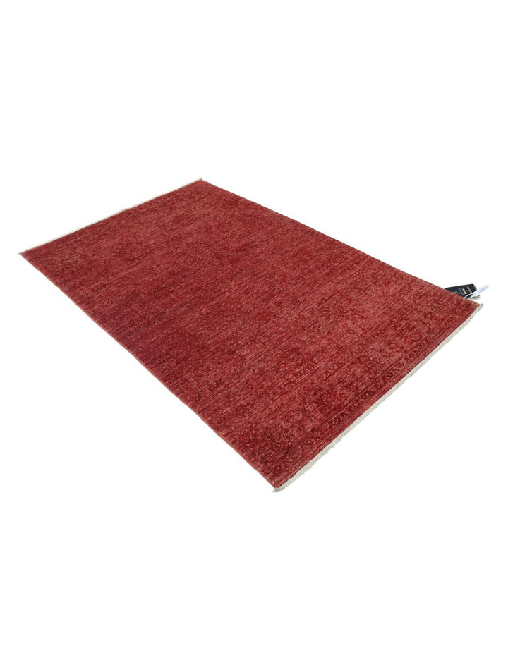 Red Afghan Ziegler Rug 3' 10" x 5' 10" Hand-Knotted | No. AT21858