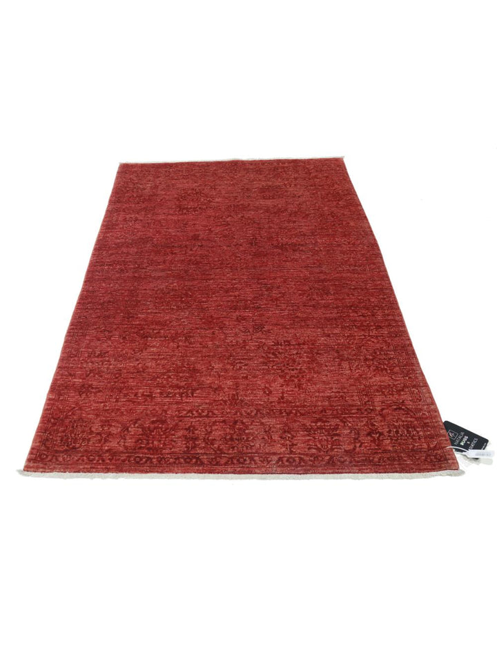 Red Afghan Ziegler Rug 3' 10" x 5' 10" Hand-Knotted | No. AT21858