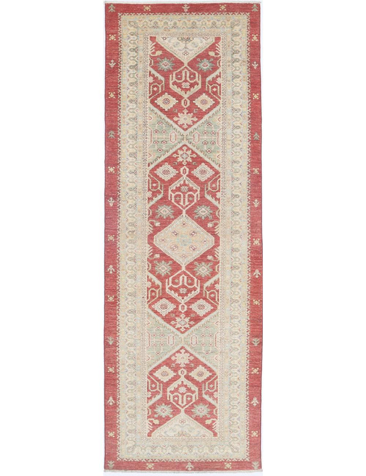 Afghan Ziegler Rug 2' 8" x 8' 4" Hand-Knotted