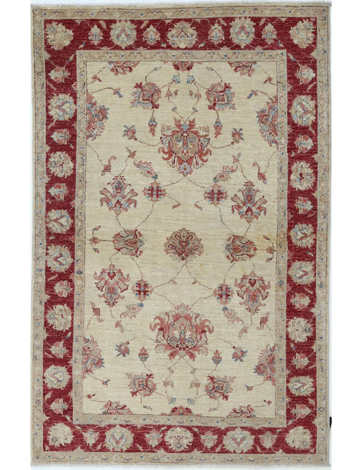 Afghan Ziegler Rug 3' 11" x 6' 0" Hand-Knotted