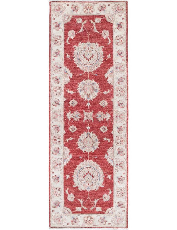 Afghan Ziegler Rug 2' 0" x 5' 11" Hand-Knotted