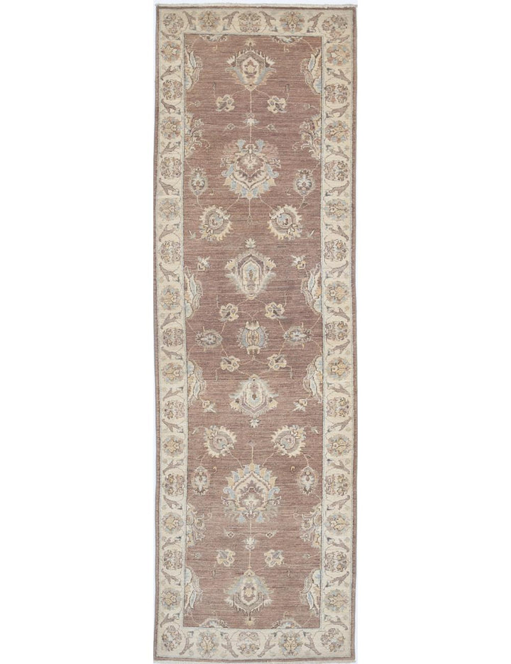 Afghan Ziegler Rug 2' 4" x 8' 6" Hand-Knotted