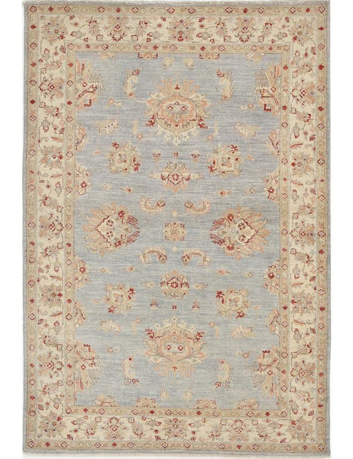 Afghan Ziegler Rug 3' 11" x 5' 9" Hand-Knotted