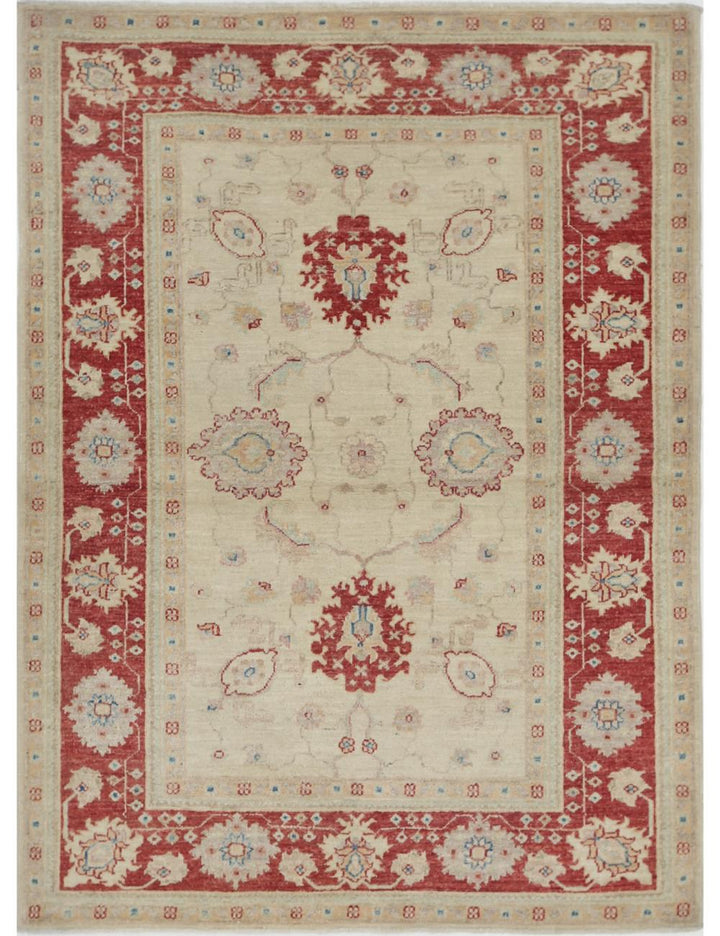 Afghan Ziegler Rug 3' 10" x 5' 2" Hand-Knotted