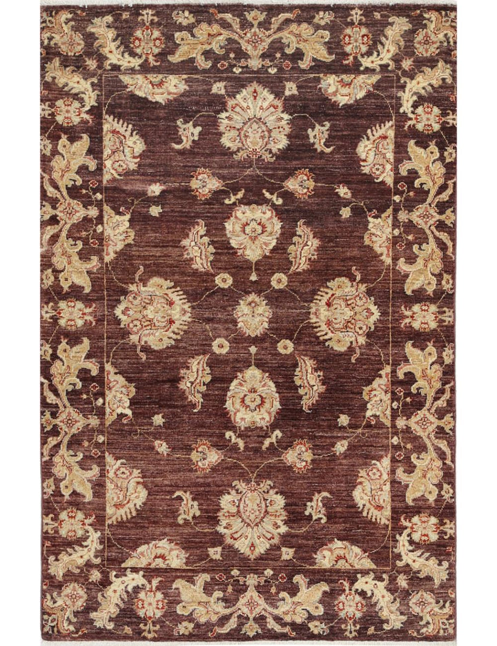 Afghan Ziegler Rug 3' 9" x 5' 10" Hand-Knotted