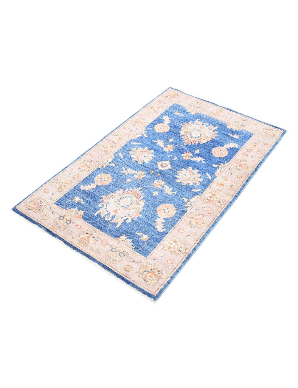 Blue Afghan Ziegler Rug 2' 7" x 4' 0" Hand-Knotted | No. AT70510