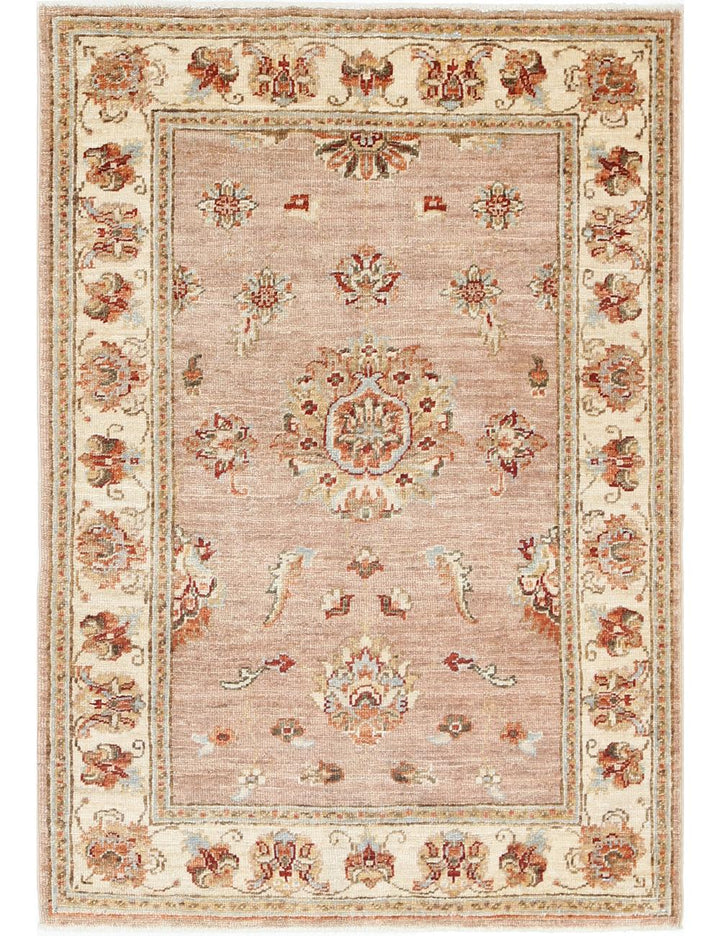Afghan Ziegler Rug 2' 8" x 3' 9" Hand-Knotted