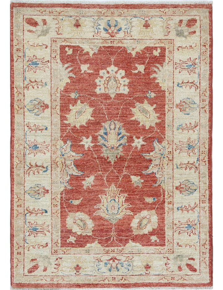 Afghan Ziegler Rug 2' 7" x 3' 9" Hand-Knotted
