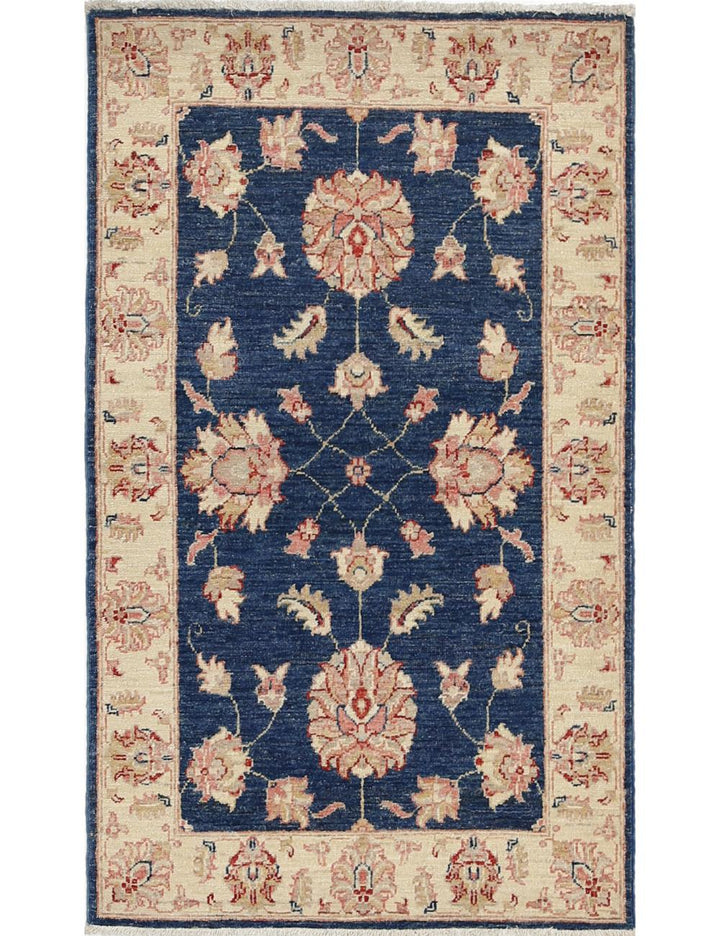 Afghan Ziegler Rug 2' 7" x 4' 4" Hand-Knotted