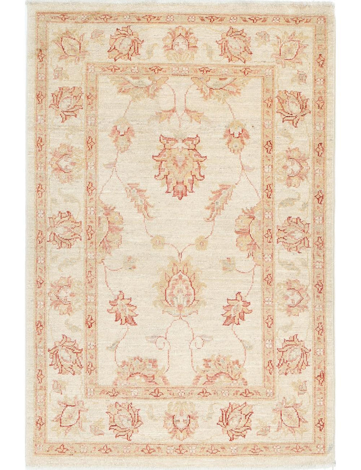 Afghan Ziegler Rug 2' 8" x 3' 10" Hand-Knotted