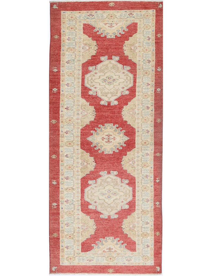 Afghan Ziegler Rug 2' 11" x 7' 9" Hand-Knotted
