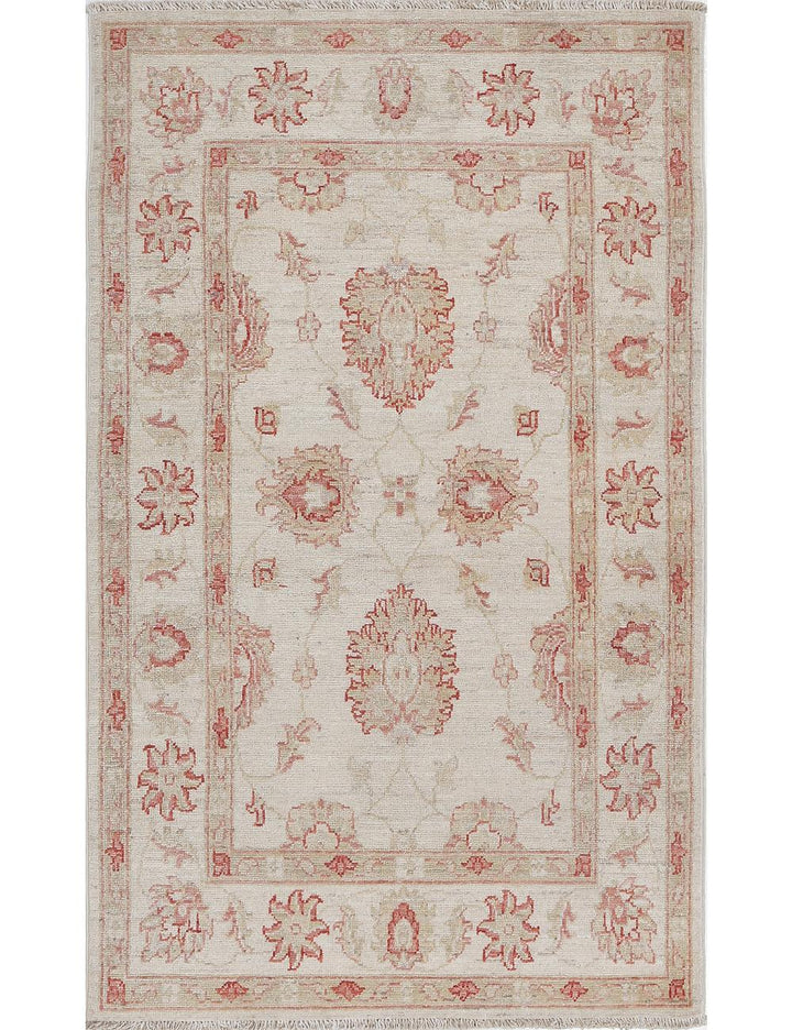 Afghan Ziegler Rug 2' 7" x 4' 3" Hand-Knotted