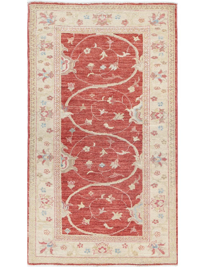 Afghan Ziegler Rug 2' 8" x 4' 7" Hand-Knotted