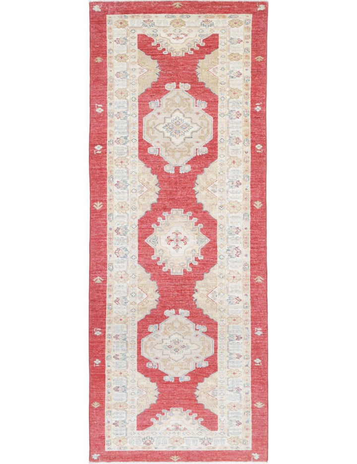Afghan Ziegler Rug 2' 8" x 7' 9" Hand-Knotted