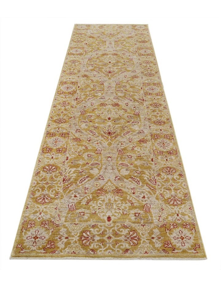 Afghan Ziegler Rug 3' 1" x 9' 8" Hand-Knotted | No. AT21695